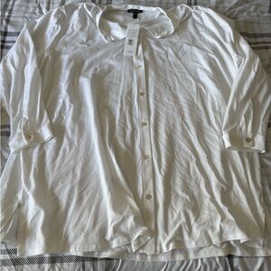 Eileen Fisher White Womens Button Up Shirt